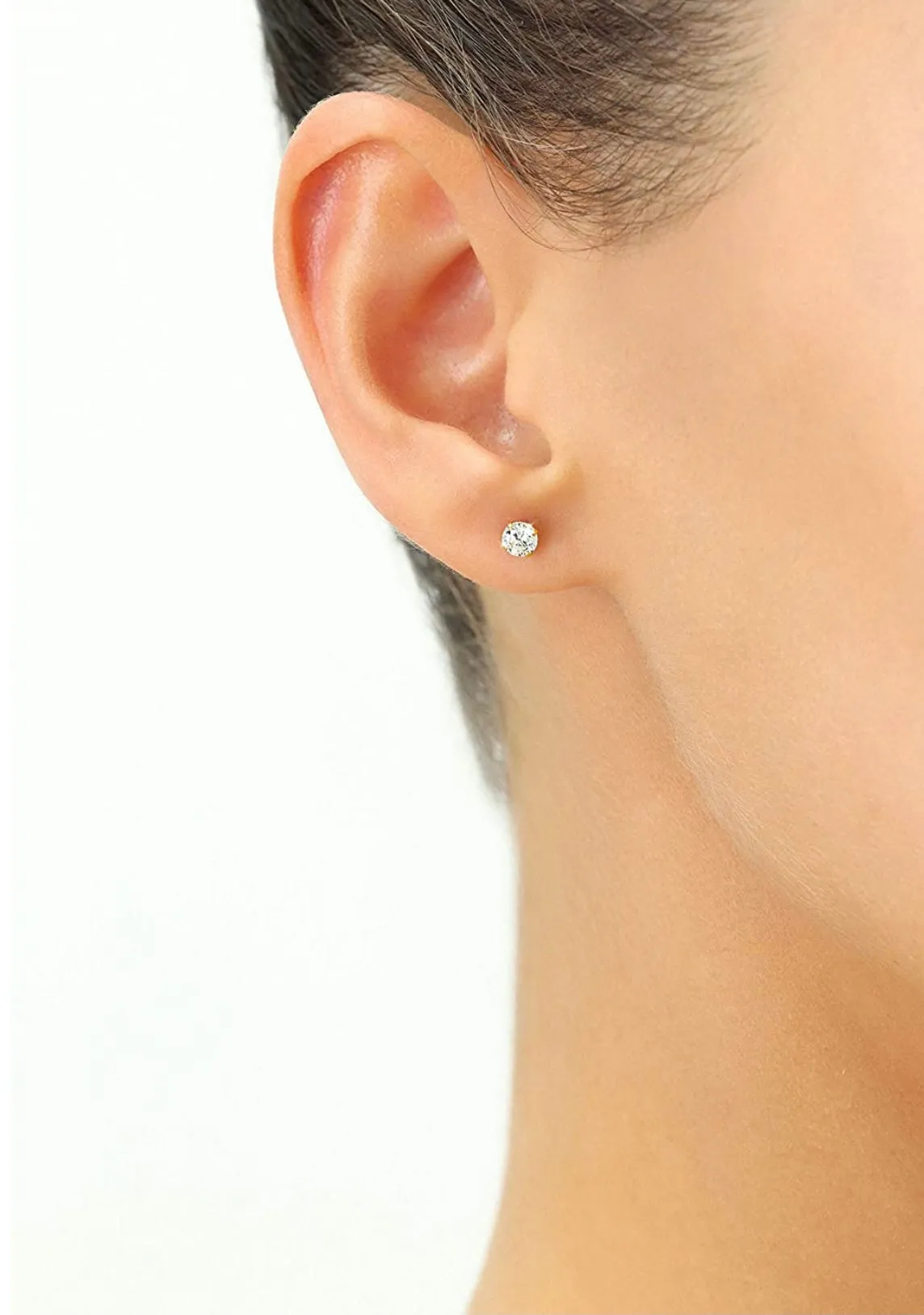14K Gold 4MM Round Cut Crystal Studs - 2 Finishes by Donatello Gian