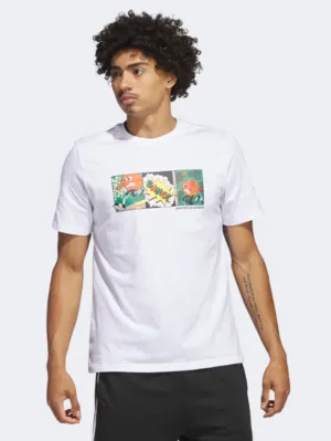 Adidas Lil&#39; Stripe Basketball Graphic Men Basketball T-Shirt White