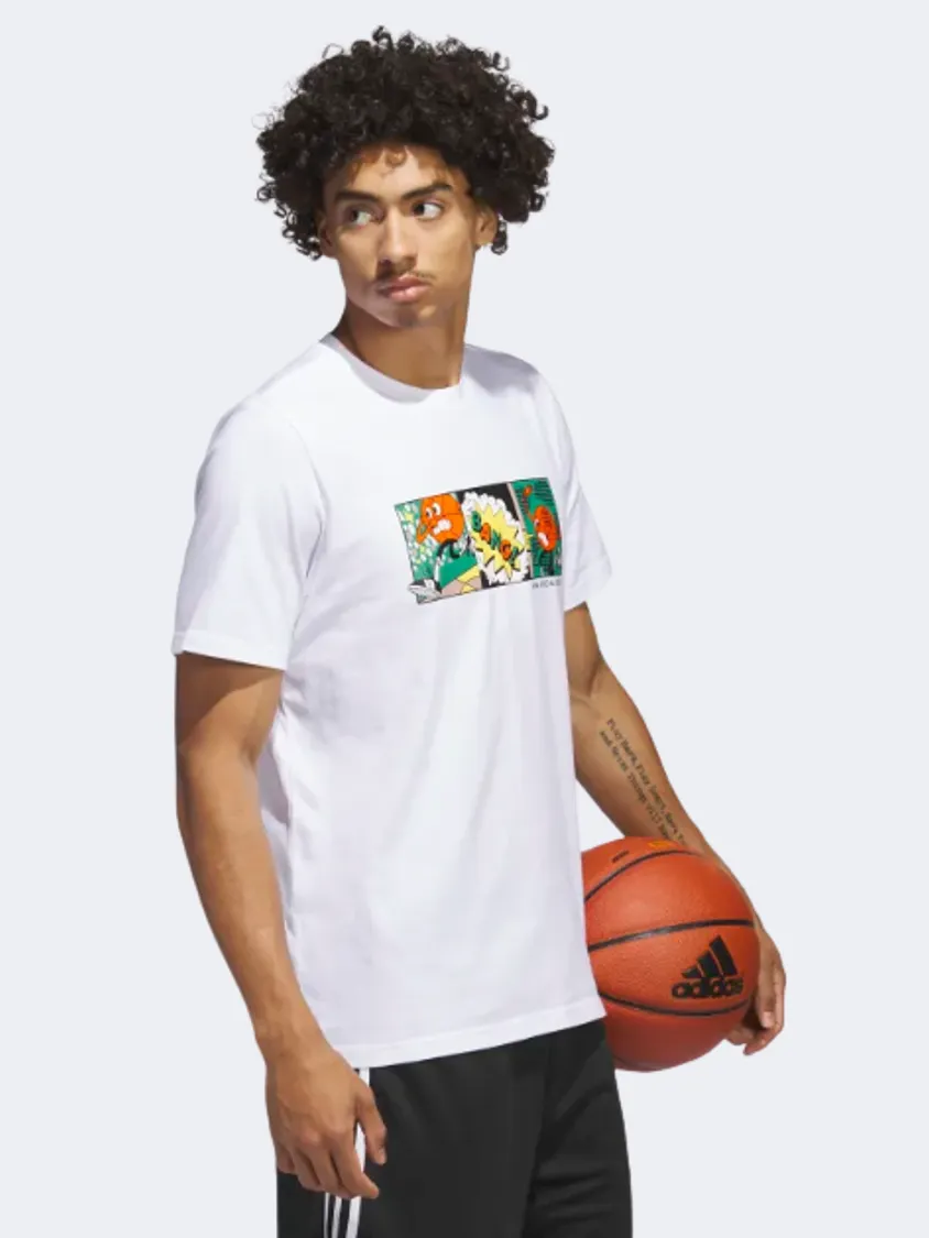 Adidas Lil&#39; Stripe Basketball Graphic Men Basketball T-Shirt White