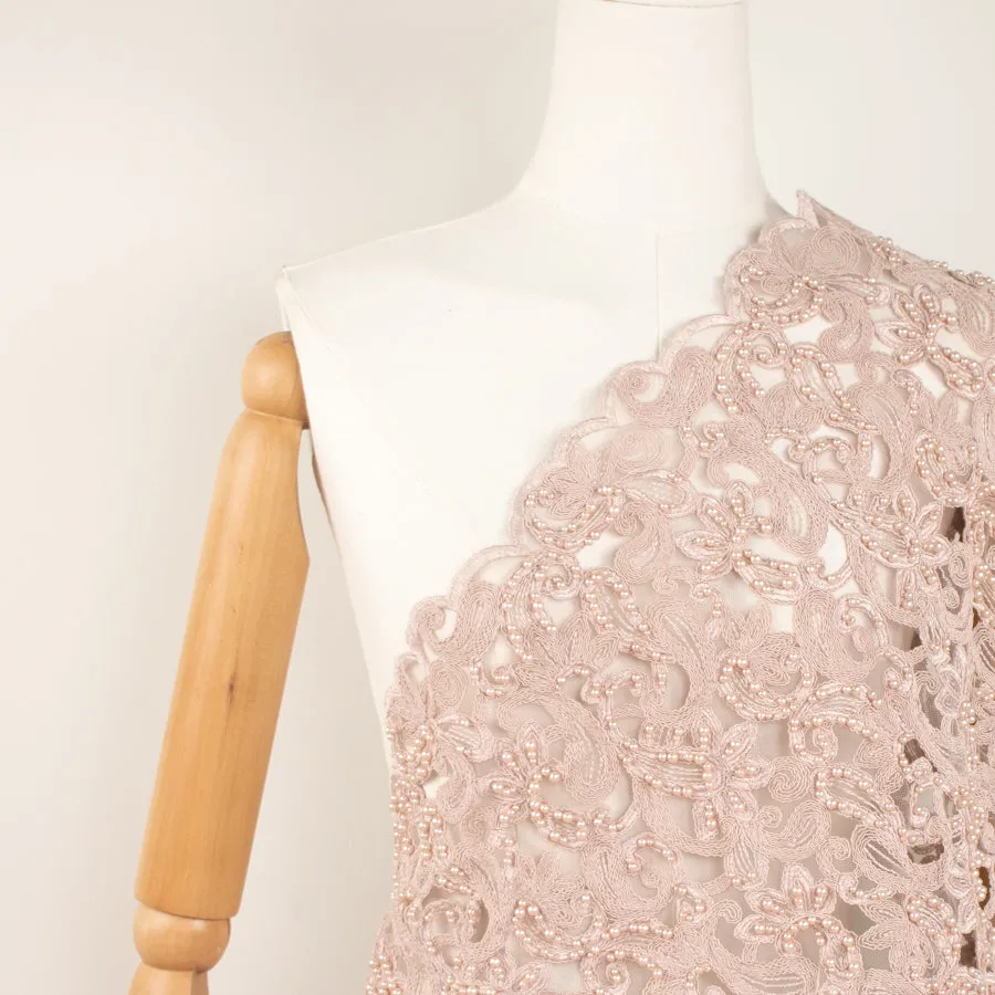 Corded Cutwork Beaded Lace Dusty Pink