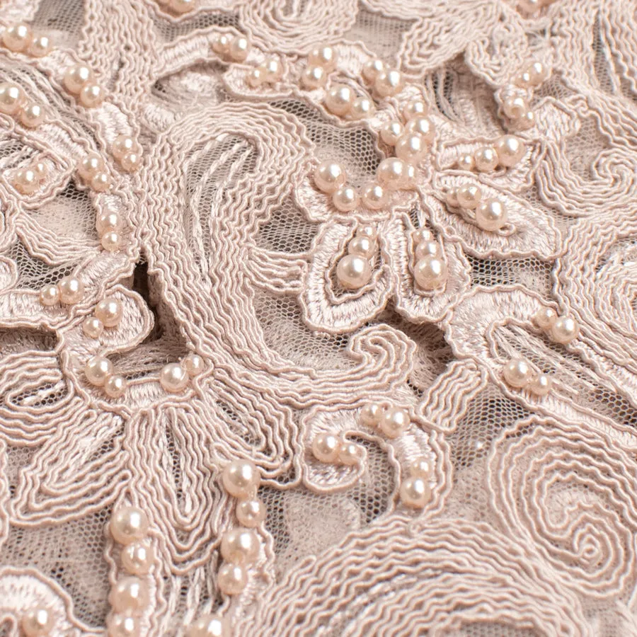 Corded Cutwork Beaded Lace Dusty Pink