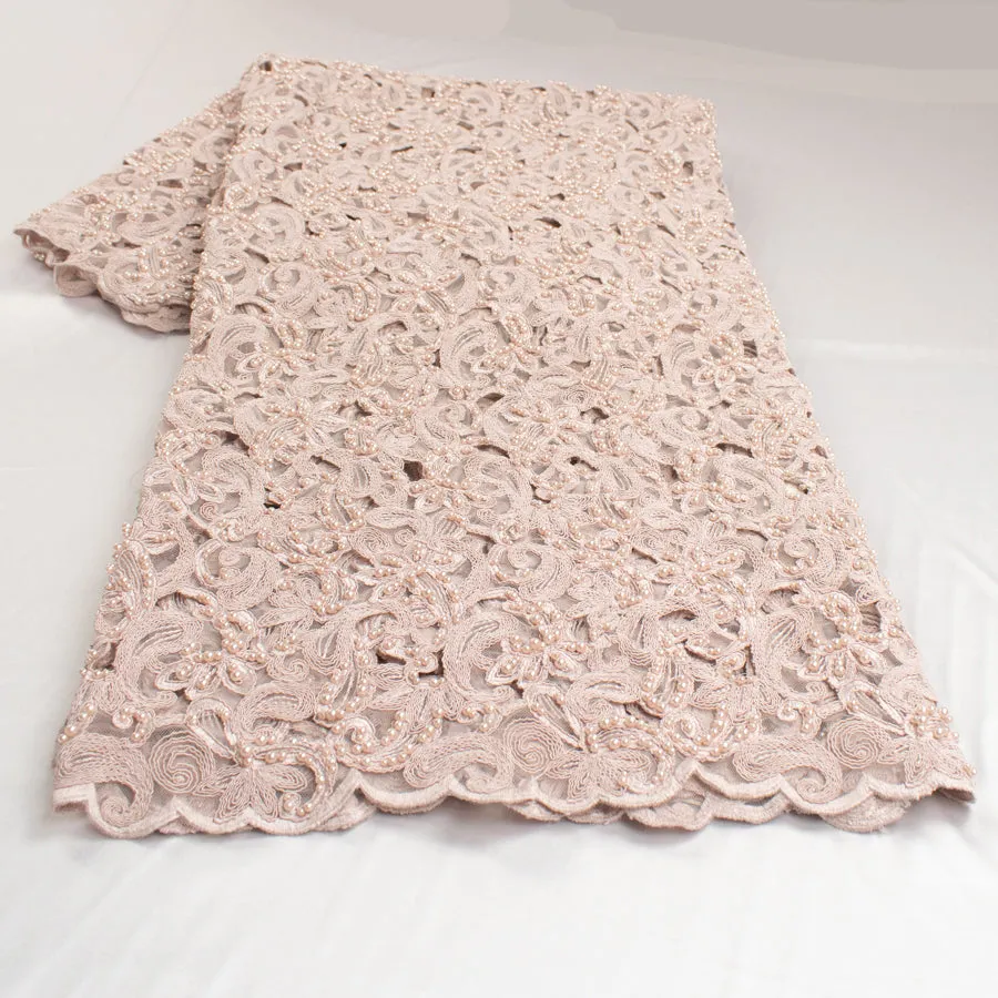 Corded Cutwork Beaded Lace Dusty Pink