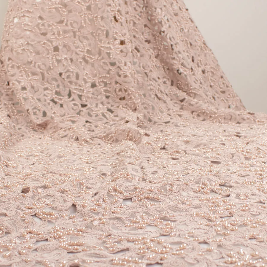 Corded Cutwork Beaded Lace Dusty Pink