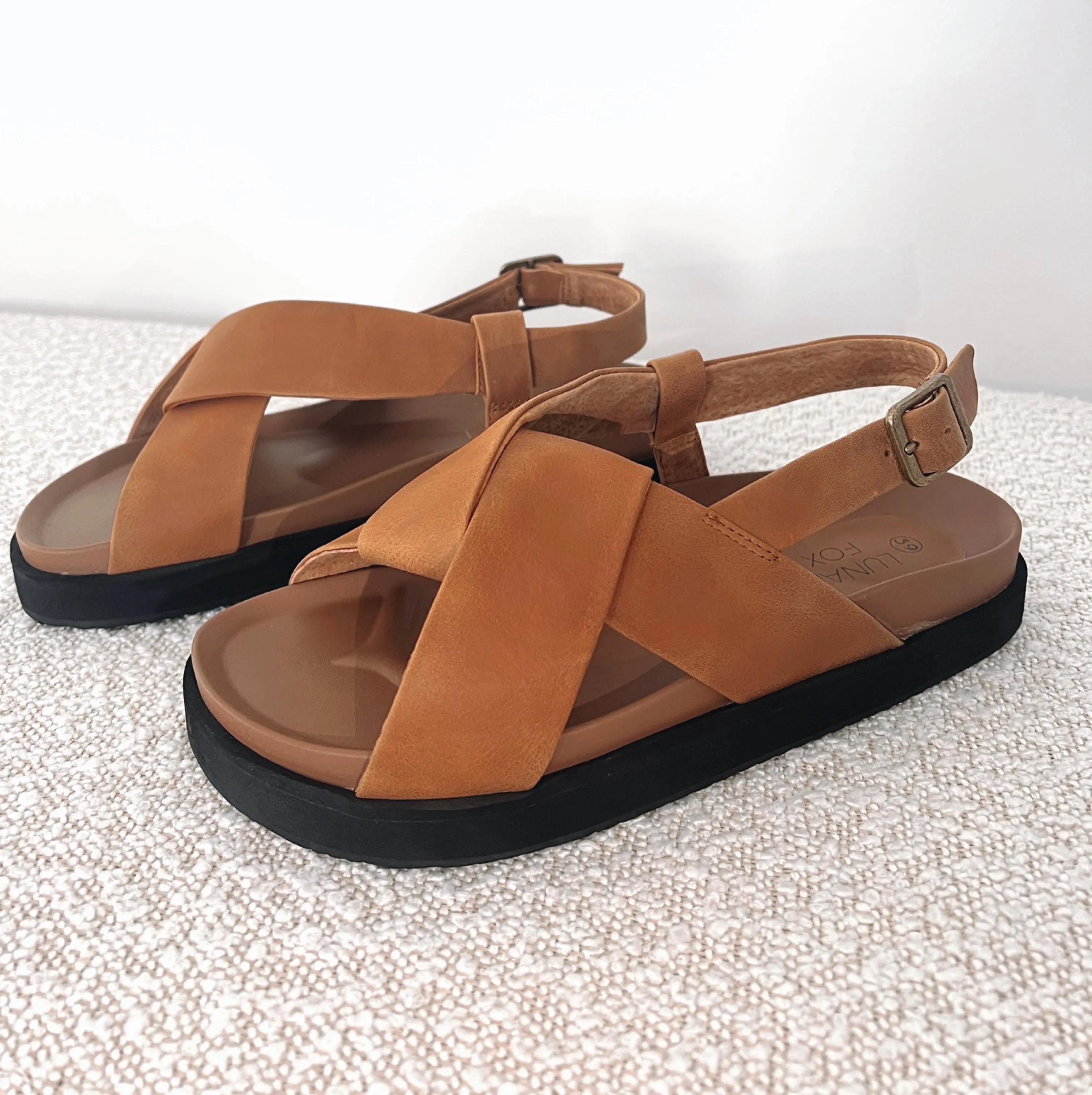 LUNAR LEATHER SLIDE - TAN