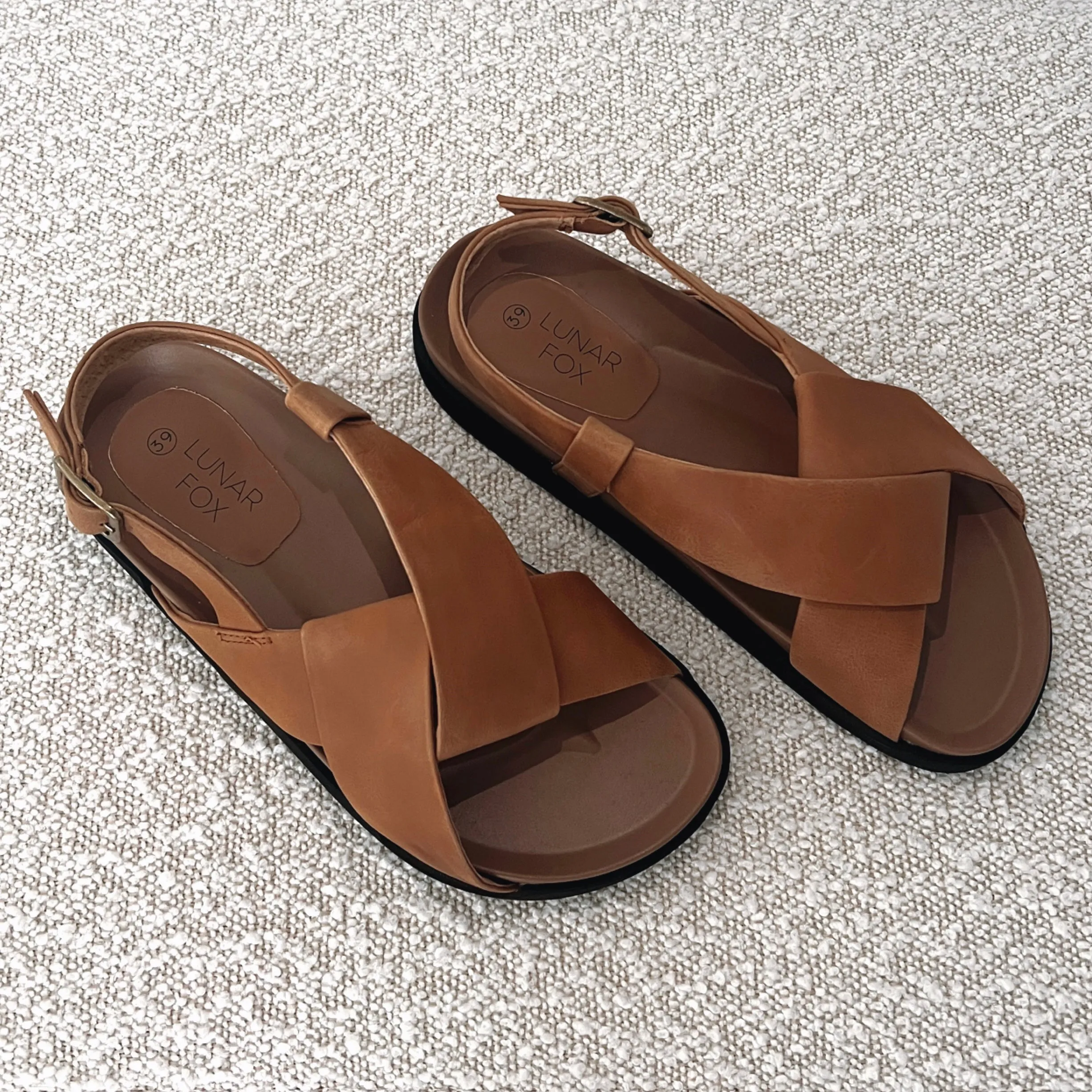 LUNAR LEATHER SLIDE - TAN