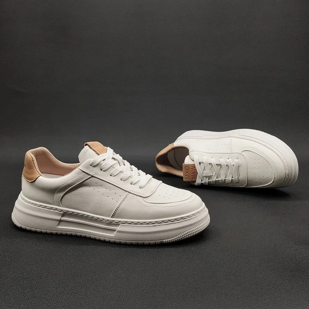 Men Fashion Cowhide Leather Casual Sneakers