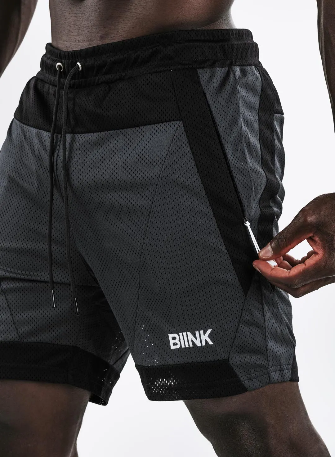Mesh Panel 2-in-1 Basketball Shorts - Black / Gunmetal