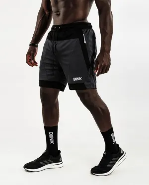 Mesh Panel 2-in-1 Basketball Shorts - Black / Gunmetal