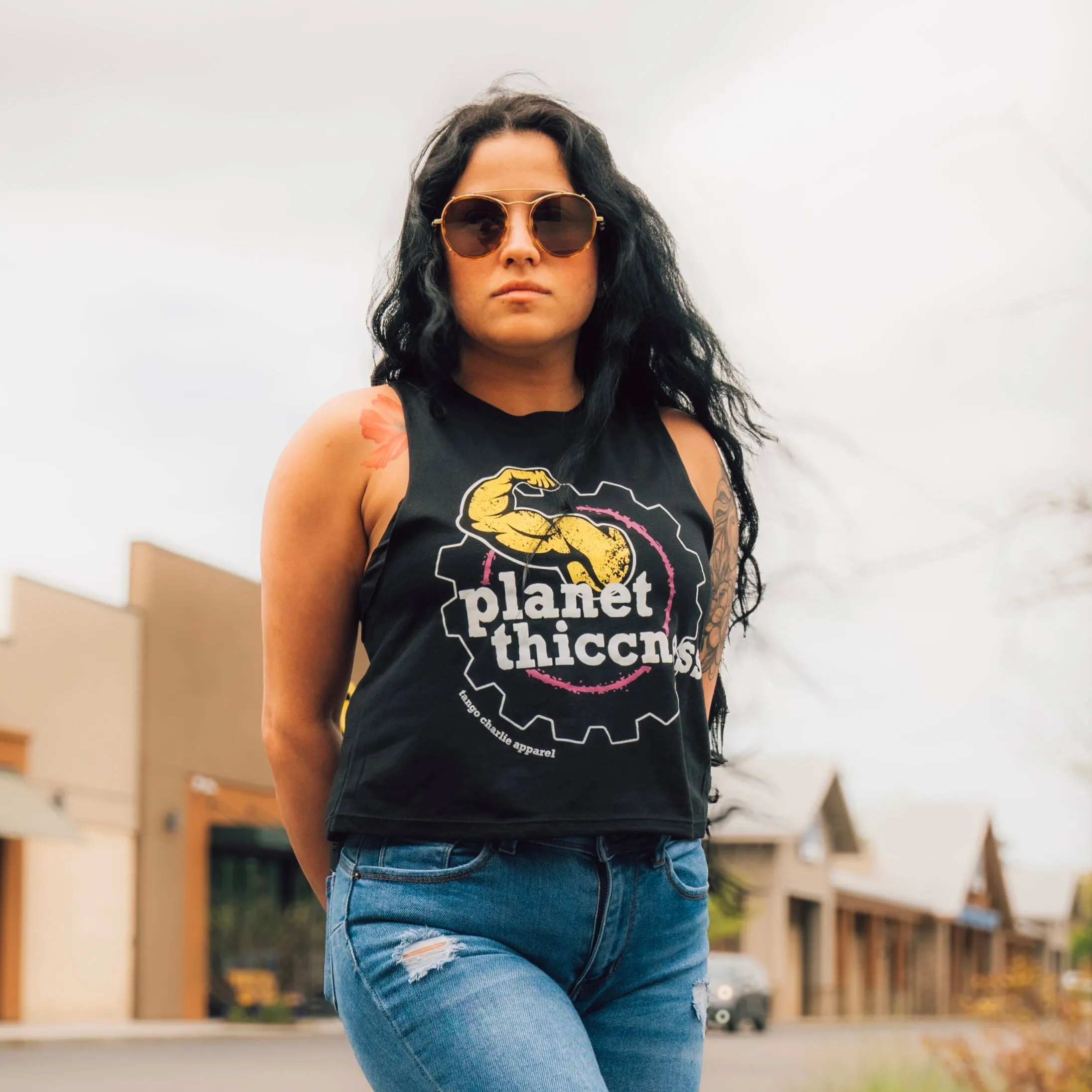 Planet Thiccness - Womens Crop Muscle Tank