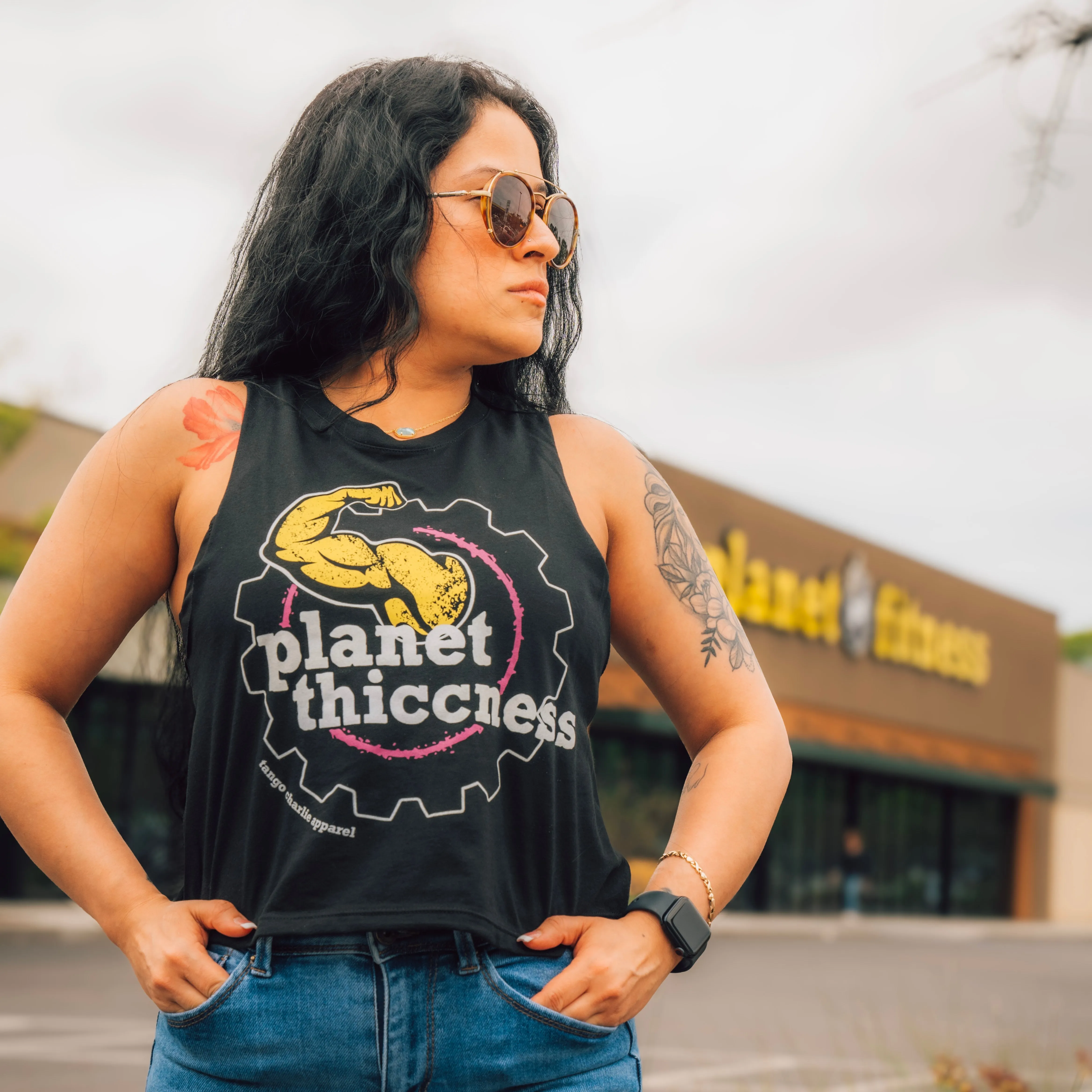 Planet Thiccness - Womens Crop Muscle Tank