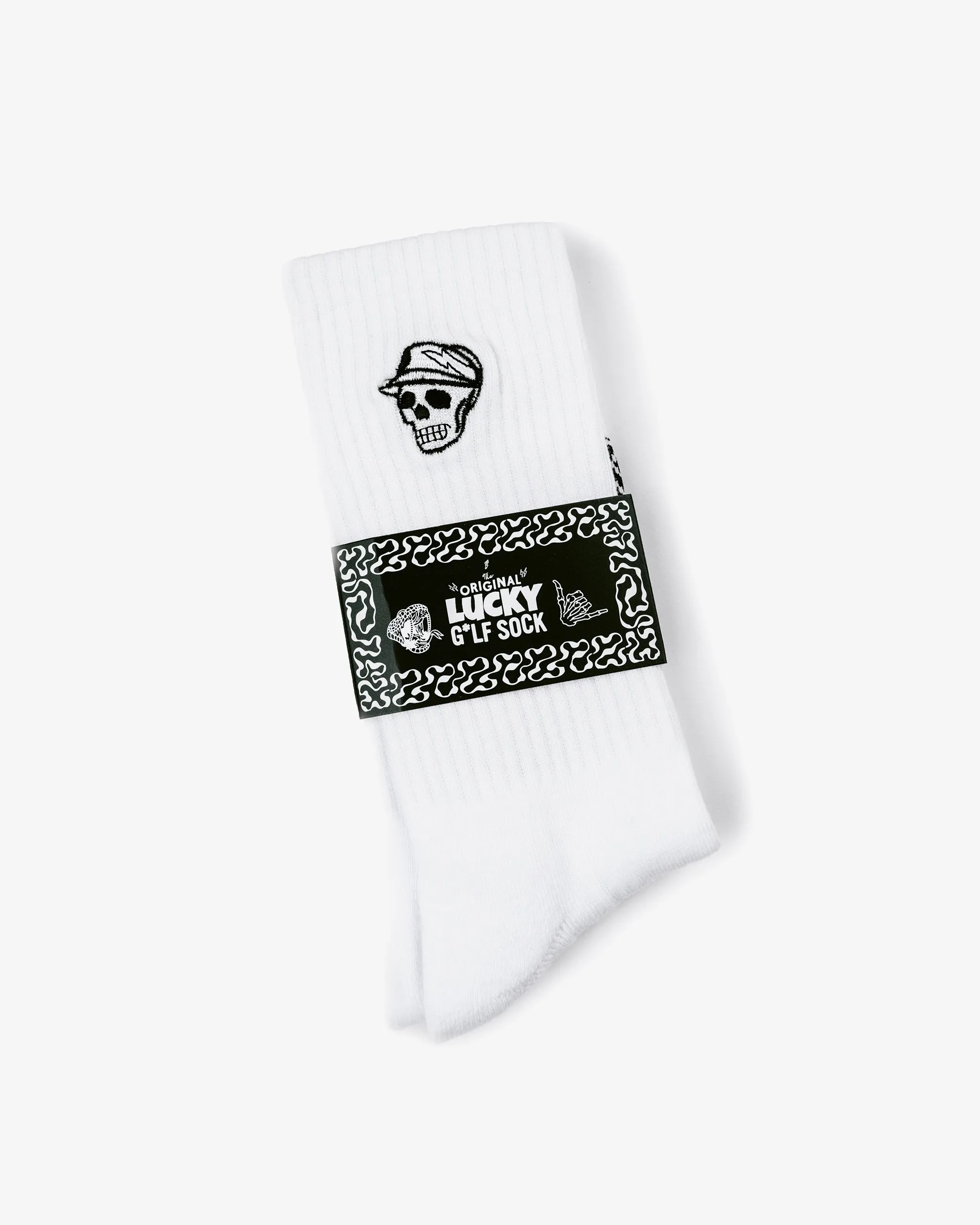 Skull Caddie Crew Sock - White