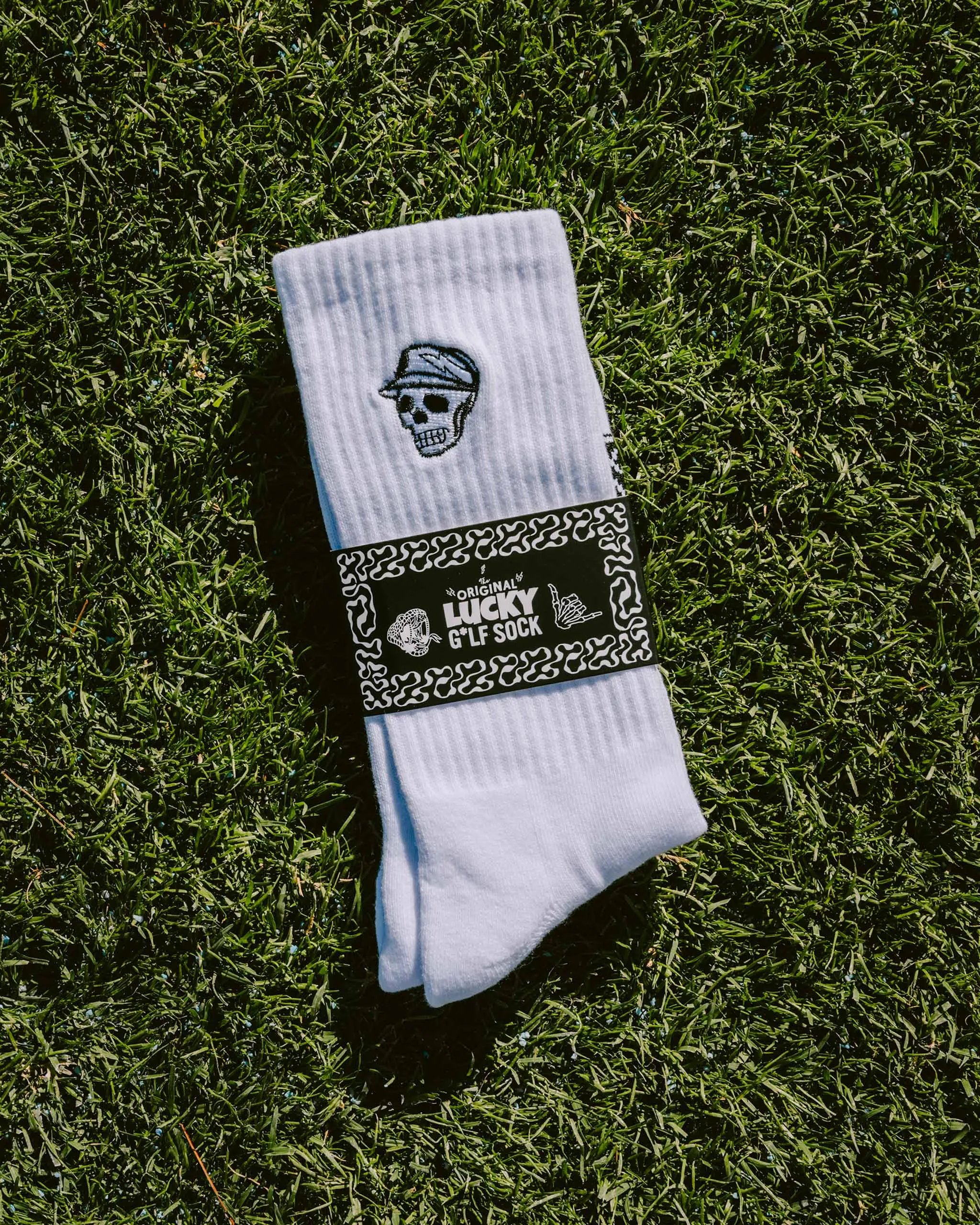 Skull Caddie Crew Sock - White
