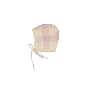 The Gingham Knit Bonnet - Mauve